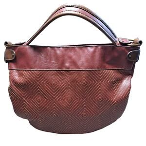 Liz & Co Half Moon Purse Bag Rosewood Oxblood Vegan Leather Handbag boho hippie